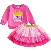 Baby Girl Valentines Day Outfit Fries Before Guys Long Sleeve Sweatshirt Layered Tulle Skirt Set Toddler Spring Clothes