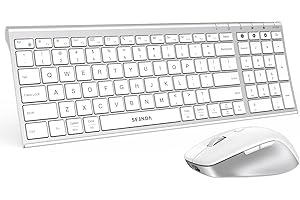 seenda Wireless Bluetooth Keyboard and Mouse Combo, COE401 Rechargeable Slim Keyboard Mouse, 3 Multi-Device Connection, Compa