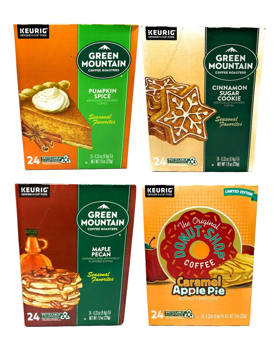 Green Mountain K Cups Seasonal Variety Pack - Cinnamon Sugar Cookie, Pumpkin Spice, Maple Pecan, and