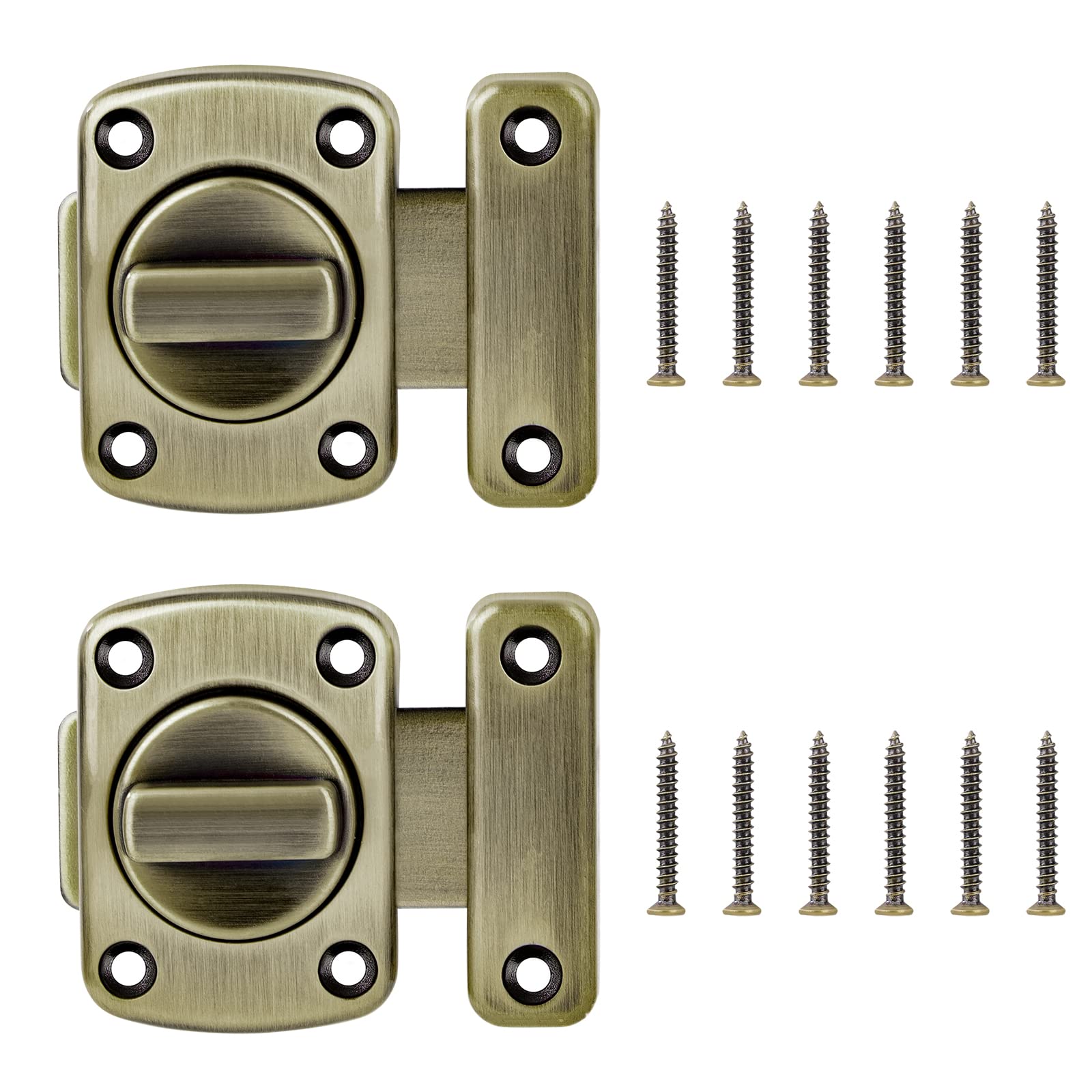 MengH-SHOP Door Latches Rotating Bolt Latch Zinc Alloy Gate Latches Safety Door Slide Lock with Screws for Bathroom Door Cabinet Door 2 Pieces (Green Bronze)