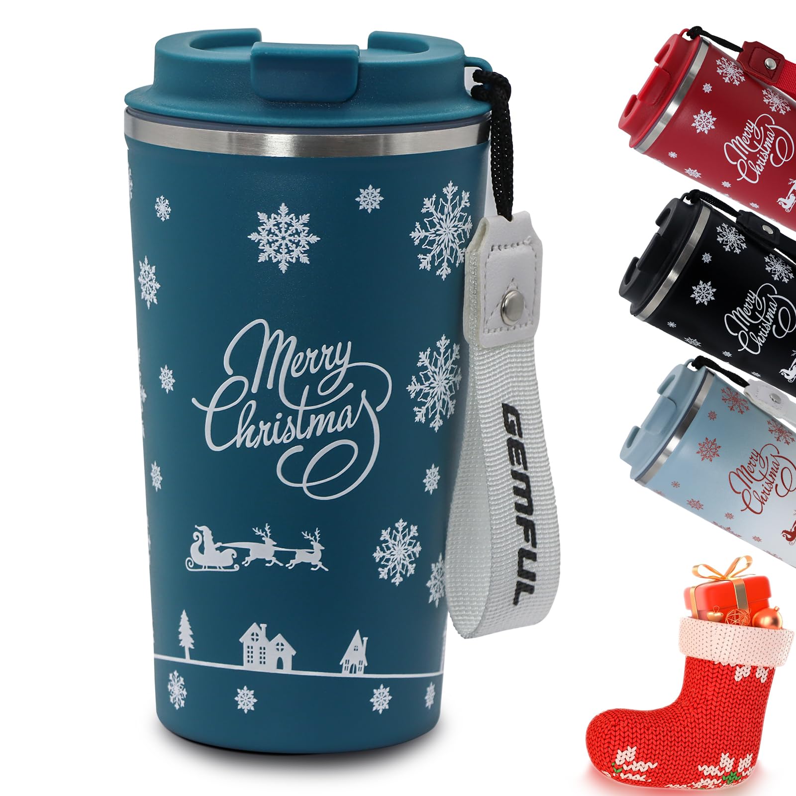 GEMFUL Travel Coffee Mug 510ml Stainless Steel Insulated Mug, Double Wall Leak Proof Design, Men's and Women's Gift Coffee Mugs