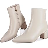 Abbleet Women's Ankle Boots Pointed Toe Chunky Block Heel Short Boots for Women Low Heeled Booties