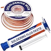 Lesnow Solder Flux Paste And Solder Wick Braid, No Clean Soldering Flux(10cc) Soldering Remover Tool, 10ft Desoldering Wick B