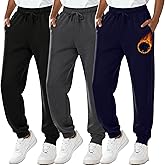LessonZoo 3 Pack Boys' Fleece Sweatpants Drawstring Straight Leg Cuffed Jogger Pants Athletic Lounge Pants with Pockets