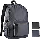 pack all 20L Lightweight Packable Backpack, Water Resistant Foldable Backpack, Travel Hiking Daypack with Waterproof Zippers (Navy Blue)