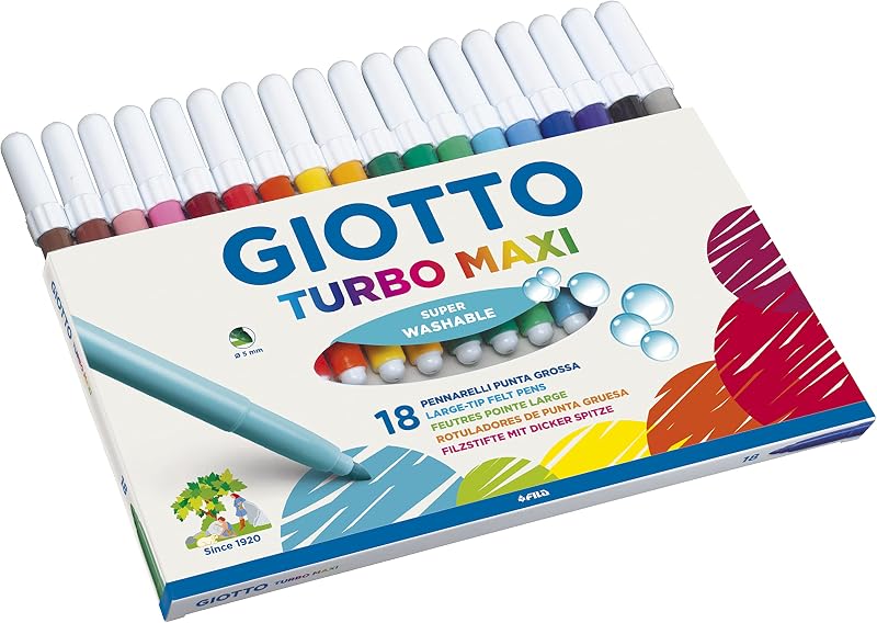 Marcadores Turbo Maxi, Caixa com Pega 18 unidades, Cor Variada