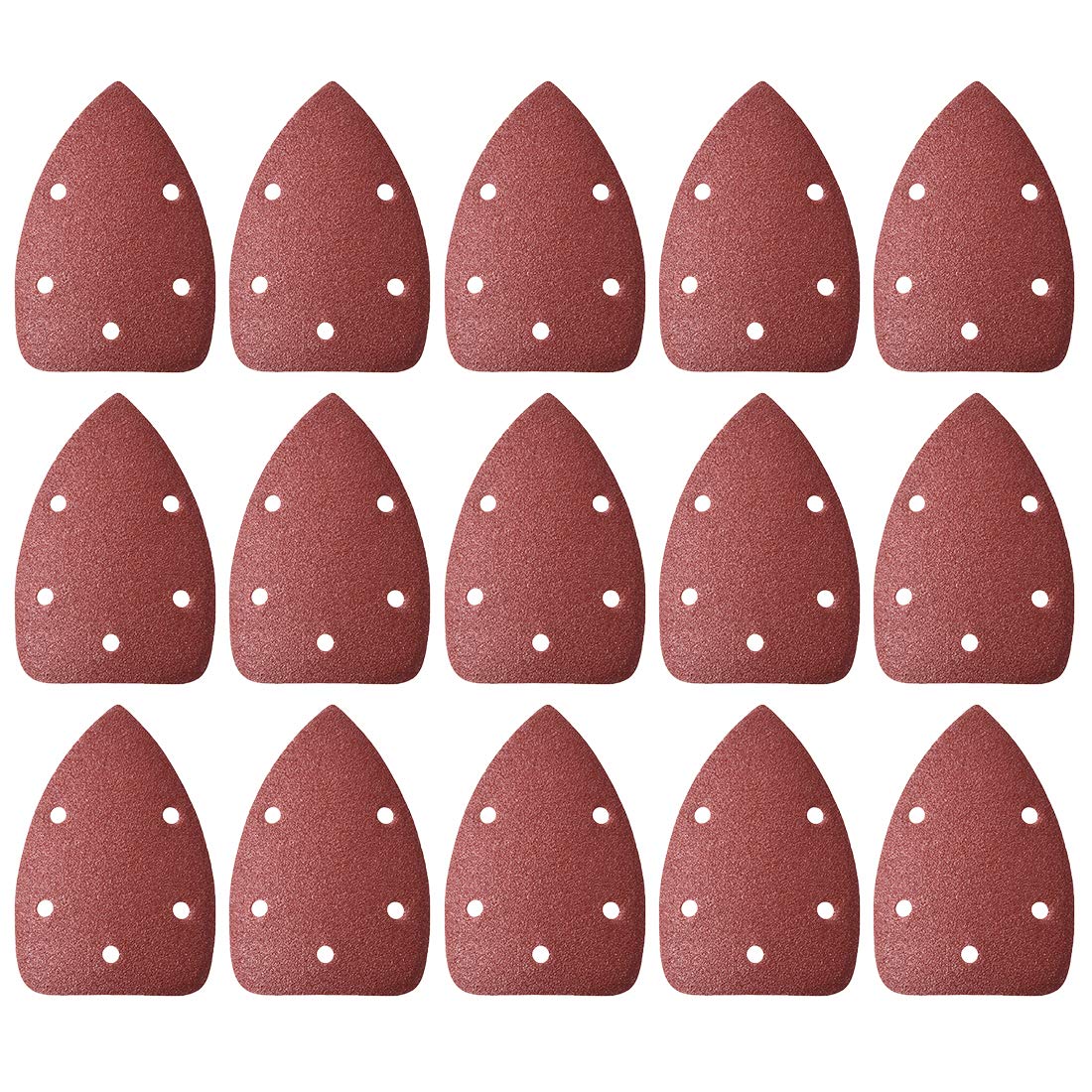 sourcing map Detail Sander Sandpaper, Triangular Sanding Paper, Hook and Loop Sanding Pads, Triangle Oscillating Multi Tool, 80 Grits 5 Holes, 15pcs