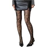 RoseSeek Women's Floral Lace Fishnet Tights Kawaii Y2K See Through Stocking | Sheer Mesh, Lace Tights, Floral Lace Fishnet Tights, Thigh Highs, Leggings, Y2K Stockings