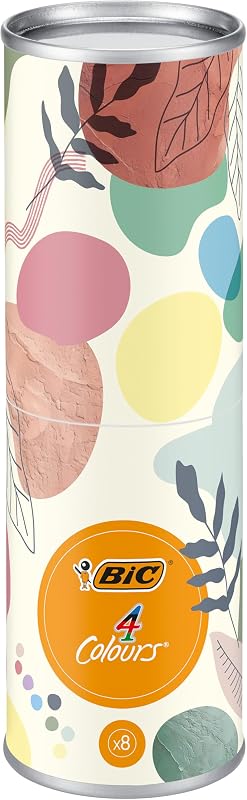 4 Colours Mineral Tones & Pastel Penne A Sfera Con Punta Media (1,00 mm) - Fusto con Colori Assortiti Tonalità Minerali e Pastello, Pacco Da 8