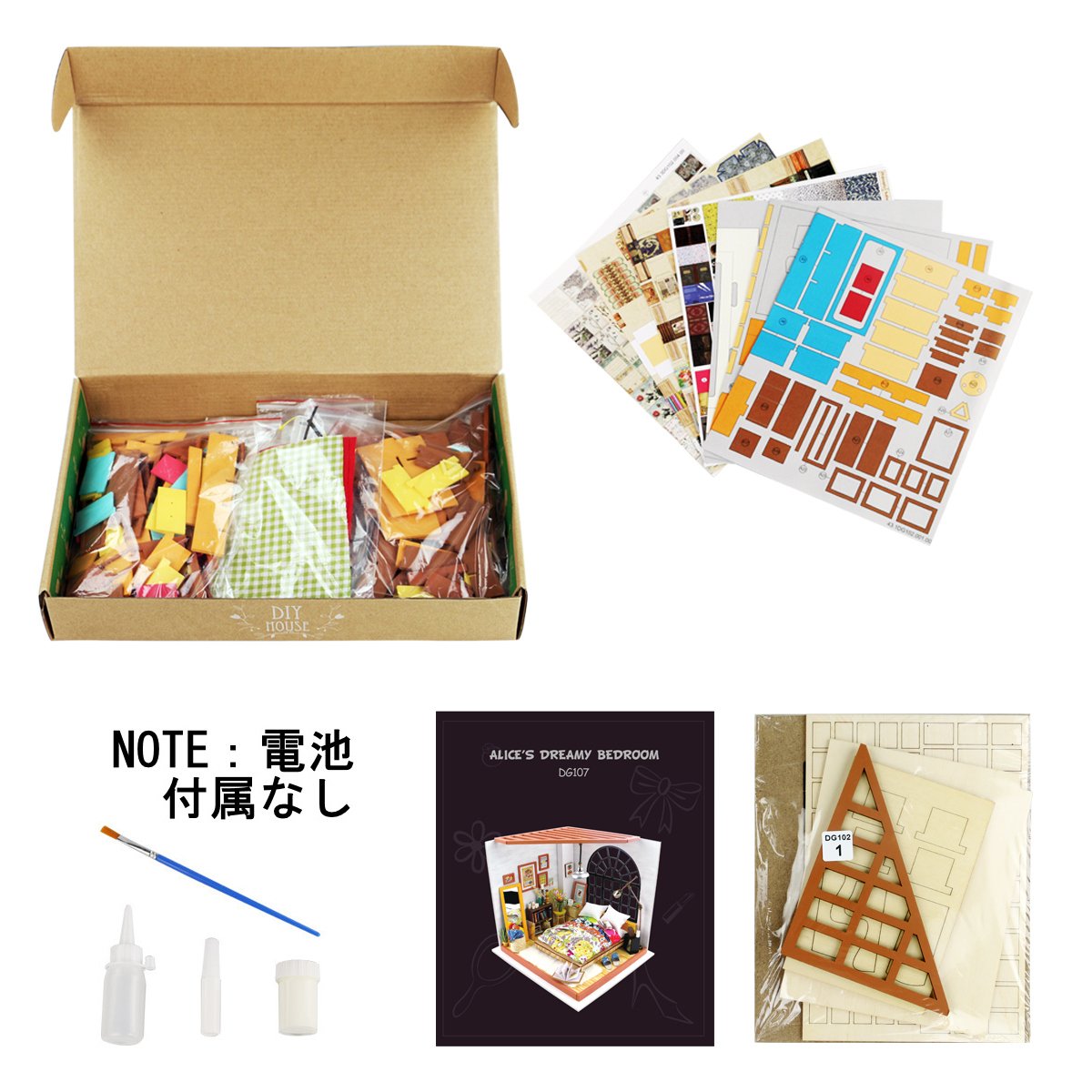 ROBOTIME DIY Miniature Dollhouse Kit Miniature Dreamy Bedroom Kits to Build Tiny House Making Kit with LED Great Toy Gift for Kids & Adults