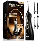 Oralfree Water Flosser Teeth Pick - Dental Cordless Portable Floss Picks Rechargeable Travel Pik Irrigation Cleaner IPX7 Waterproof Oral Irrigator Electric Flossing Machine for Home Teeth Cleaning