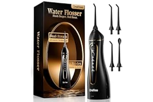 Oralfree Water Flosser Teeth Pick - Dental Cordless Portable Floss Picks Rechargeable Travel Pik Irrigation Cleaner IPX7 Waterproof Oral Irrigator Electric Flossing Machine for Home Teeth Cleaning