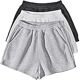 SOLY HUX Women's Sweat Shorts 3 Packs Summer Elastic Waist Athletic Shorts with Pockets
