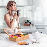 woodluv Tea Box 8 Section Tea Caddy with Clear Acrylic Lid</n> view 4