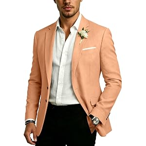 Mens Linen Suit Blazer Lightweight Mens Summer Beach Sport Coat Casual Blazer for Men Single Breasted Solid Jacket for Men