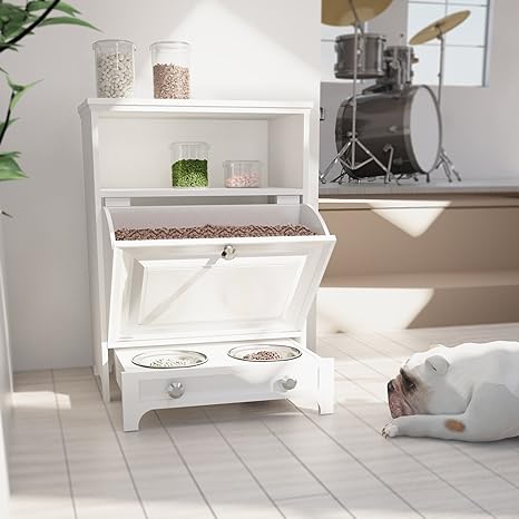 Pet Supplies Roomfitters White Pet Feeding Station With Double
