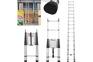 ANSIMIDA Telescopic Ladder, 20.3FT Aluminum Telescoping Ladder with Non-Slip Feet and Stable Hook, Portable Extension Ladder for Household and Outdoor Working, 330lb Capacity