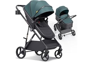 newyoo Baby Stroller, Infant Bassinet Strollers w Convertible/Reversible Seat & Cup Holder, Coches para Bebes, 3 in 1 Rear-Facing Pram from Newborn to Toddler, One-Hand Easy Fold, Revo C10, Green