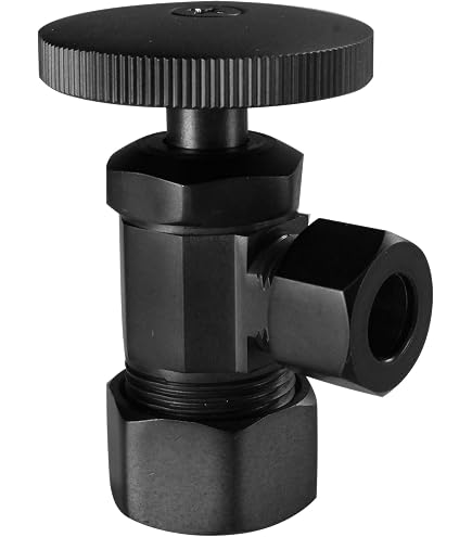 Kingston Brass CD43300DL Angle Stop Valve – Quarter-Turn Ceramic Cartridge, Matte Black, 1/2\" IPS X 3/8\" O.D.