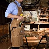 LEFOR·Z Work Apron Heavy Duty Waxed Canvas Cross-Back Straps Brown view 6