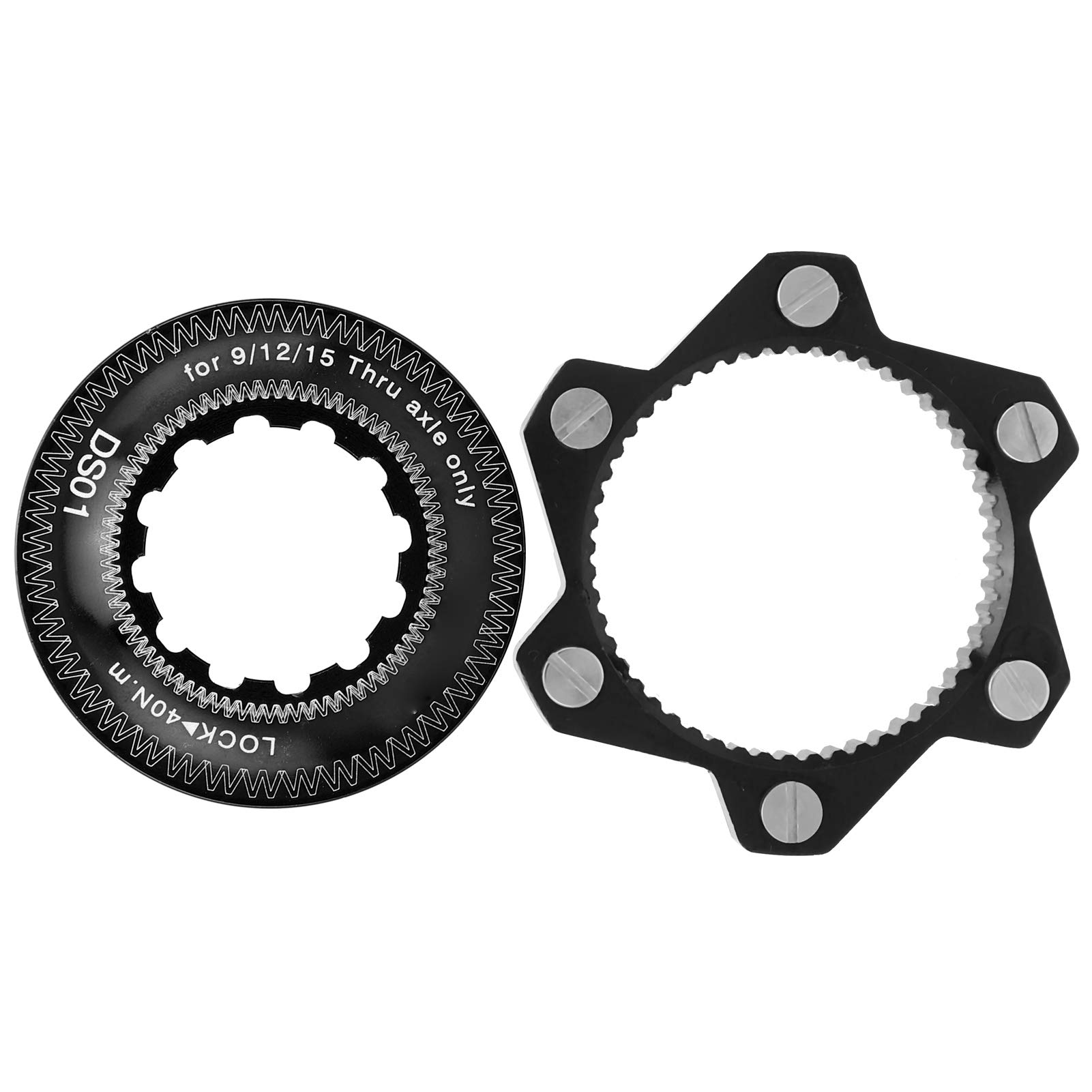 Bike Hub Center Lock Conversion Kit, Black Aluminum Converts to 6 Disc Rotors Adapter for Road Bikes Disc Brake Upgrade