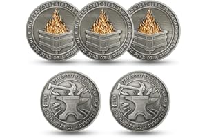 RYUKENLM 5pcs Dumpster Fire Challenge Coin The Strongest Steel is Forged in The Fire of a Dumpster Humor & Resilience Symbol 
