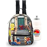 Sesame Street Mini Backpack - 11" Toddler Bag Bundle Featuring Elmo, Cookie Monster, Big Bird Plus Water Bottle, Stickers, More | Mini Sesame Street Backpack for Toddlers