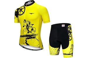 JPOJPO Men's Cycling Jersey and Shorts Set Short Sleeved Bike Jersey and Shorts Mountain Clothing Summer Wear Quick-Dry