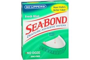 SEA-BOND Denture Adhesive Seals Uppers Fresh Mint, 30 Each (Pack of 4)