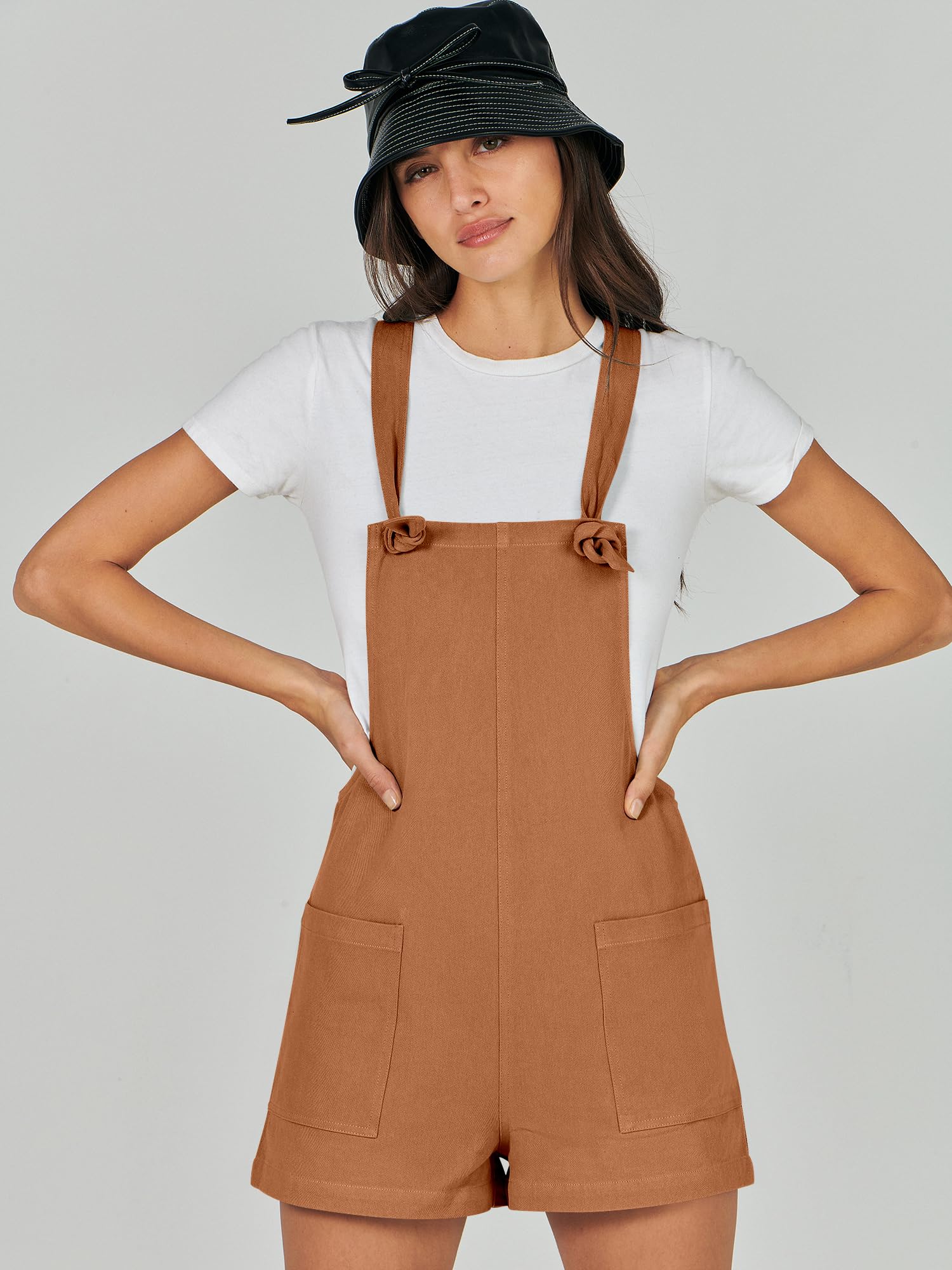 ANRABESS Women's Overalls Summer Casual Sleeveless Adjustable Straps Jumpsuit Bib Shorts Rompers with Pockets Jumper