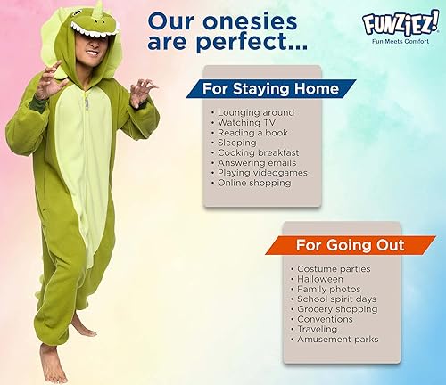 FUNZIEZ! Adult Triceratops Costume Plush One Piece Dinosaur