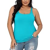 V FOR CITY Plus Size Tank Top for Women with Shelf Bra Adjustable Wide Strap Camisole Summer Basic Cotton Udershirts 1X-5X
