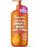 Zesty Paws Wild Alaskan Omega-3 Blend Pollock + Salmon Oil for Dogs and Cats- Skin and Coat Support, Omega 3 Supplement for P