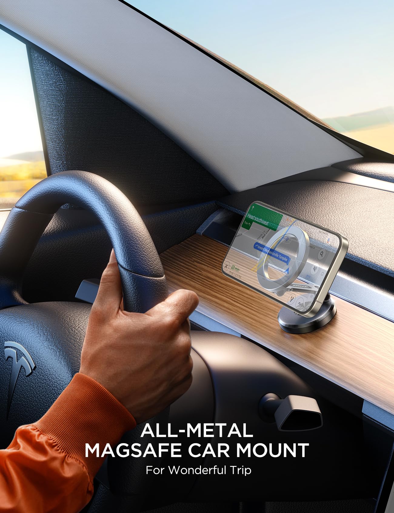 JOYROOM Fits MagSafe Car Mount, [All-Metal] Magnetic Phone Holder for Car with Strong Magnets, 360° Adjustable iPhone Car Mount, Car Accessories for Women Men, for iPhone 16 15 14 13 12 Pro Max Plus