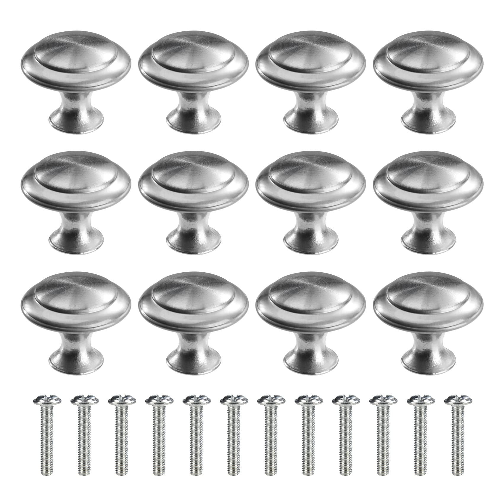 MengH-SHOP Cabinet Knob Round Door Knobs 30mm Mushroom Shape Pull Handle with Screws for Cabinet Wardrobe Drawer Cupboard 12 Pieces Silver (DQMGLS01_SL12-MHKJ)