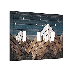 Rustic Geometric Mountain Wilderness Wood 3 Gang