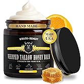 Organic Beef Tallow for Skin - 4 OZ (Citrus) — Grass Fed Beef Tallow for face + Body — US-Made Whipped Tallow and Honey Balm Moisturizer for Dry and Sensitive Skin, Eczema, Rosacea (No Additives)