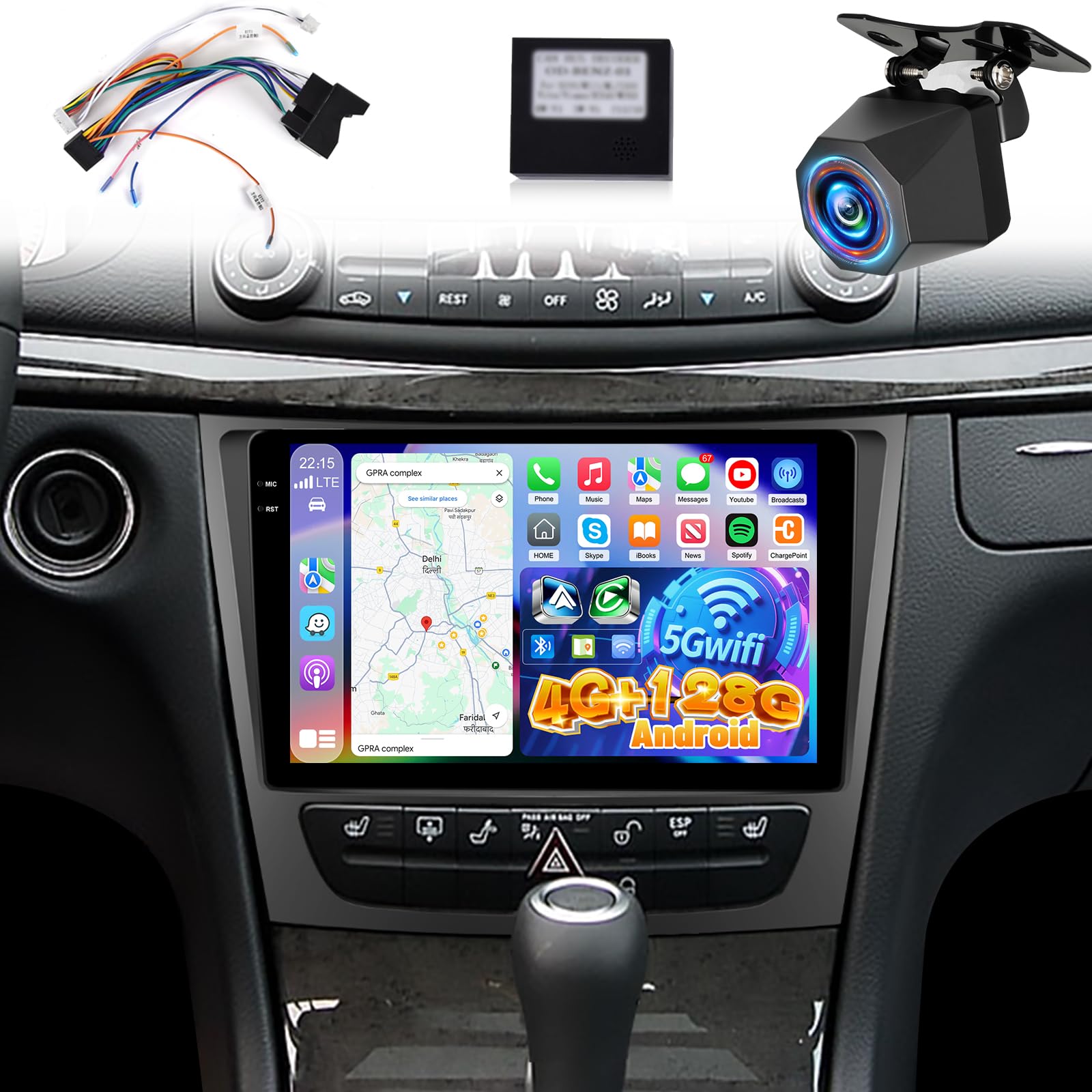 Photo 1 of [4+128G] Upgrade Radio for Mercedes Benz E Class W211/CLS Class 2005-2008: 9 inch Android Incell Touchscreen Stereo - Wireless Carplay and Android Auto, 5G/WiFi, GPS, Bluetooth 5.0 + Backup Camera