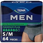Tena Incontinence Underwear for Men, Protective, Medium/Large 64 count
