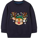 Sineeko Christmas Sweatshirt for Toddler Boys Girls Cotton Long Sleeve Kids Santa Elk Ugly Xmas Sweater Tops 2-7Years