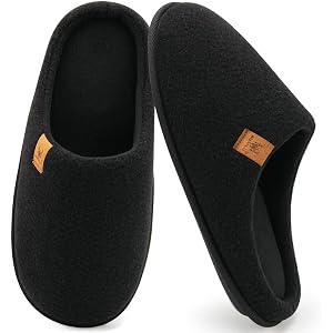 KuaiLu Mens House Memory Foam Scuff Slippers Felt Blend-Lining Home Shoes | Comfortable Slip On Warm Cushion Pantuflas For Be