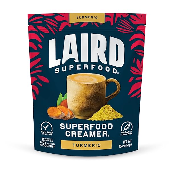 LAIRD SUPERFOOD NON-DAIRY ORIGINAL SUPERFOOD TURMERIC COCONUT POWDER COFFEE CREAMER, GLUTEN FREE, NON-GMO, VEGAN, 16 OZ. BAG, PACK OF 1
