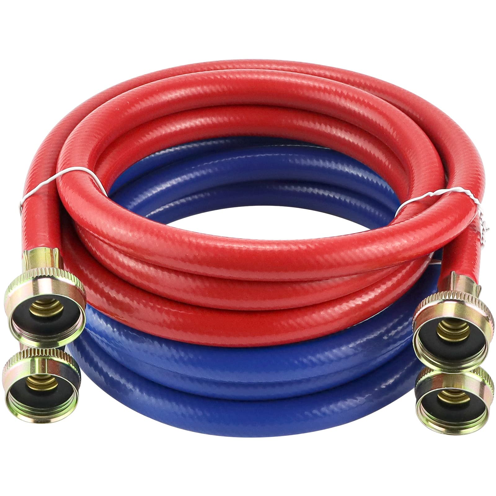 Photo 1 of 6FT Rubber Washing Machine Hoses Burst Proof Water Supply Lines with 3/4" FHT Standard Thread by AMI PARTS - for Hot and Cold Water Washer Hoses (2 Pack)