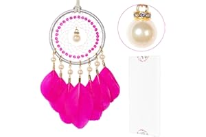 HOLSM-III Mini Dream Catchers - Goose Feather with Luxury Pearl, Natural Leather, Handmade Small Dreamcatcher for Bedroom, Dream Catcher for Girls, Dream Catchers for Boys, Dream Catcher Wall Decor