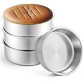 Leonyo 8 Inch Cake Pan Round 4 Pack, Stainless Steel 8Inch Round Cake Pans Tins Set for Baking, Metal Circle Layer Tin for Birthday Wedding Party, Dishwasher Oven Safe