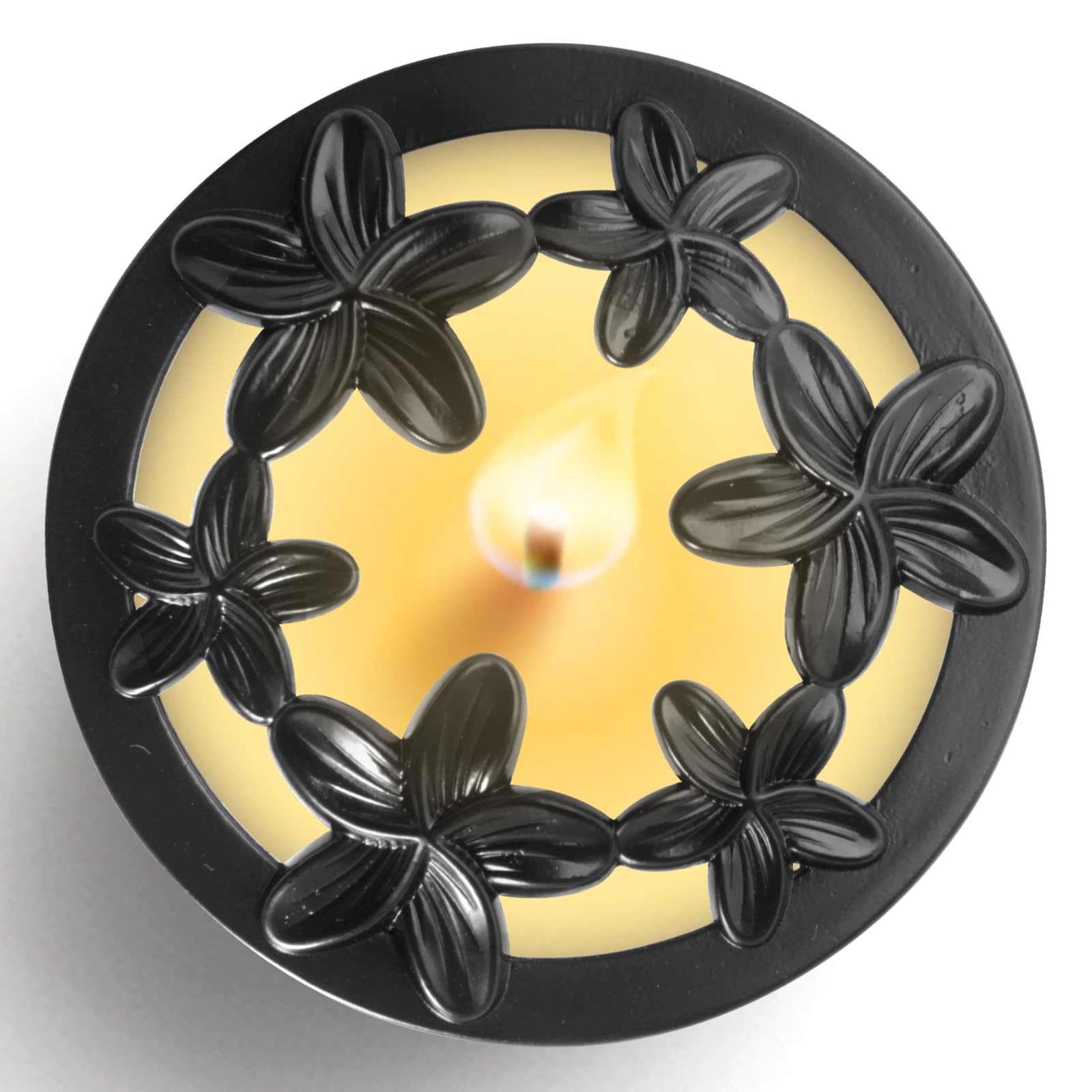 Hion Scented Candle Topper Cover to Burn Evenly, Illuma Lid Candle Jars Accessories Decoration Gifts for Women, Elegant Carved Shades Sleeves Increases Atmosphere Party(Bauhinia Black)