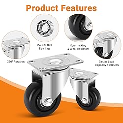 W B D WEIBIDA 3 inch Heavy Duty Swivel Casters Load