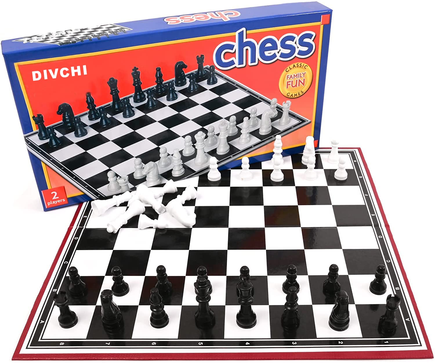 DIVCHI Chess Board Set Game -Travel Chess Piece Set with Chess Folding/Portable Storage Board-Traditional Strategy Game for Kids/Children/Adults