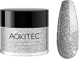 Aokitec 28g Dip Powder Glitter Silver Fashion Color Nail Art Salon DIY view 1