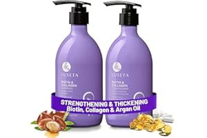 L LUSETA Luseta Biotin Shampoo and Conditioner for Hair - Thickening Shampoo for Thinning Hair- Infused with Argan Oil to Damaged Dry Hair - Sulfate Free Paraben Free-2 x 16.9 fl oz